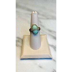 Lia Sophia Ring Light Green Gemstone Rhinestone Accents Size 6.5 -180